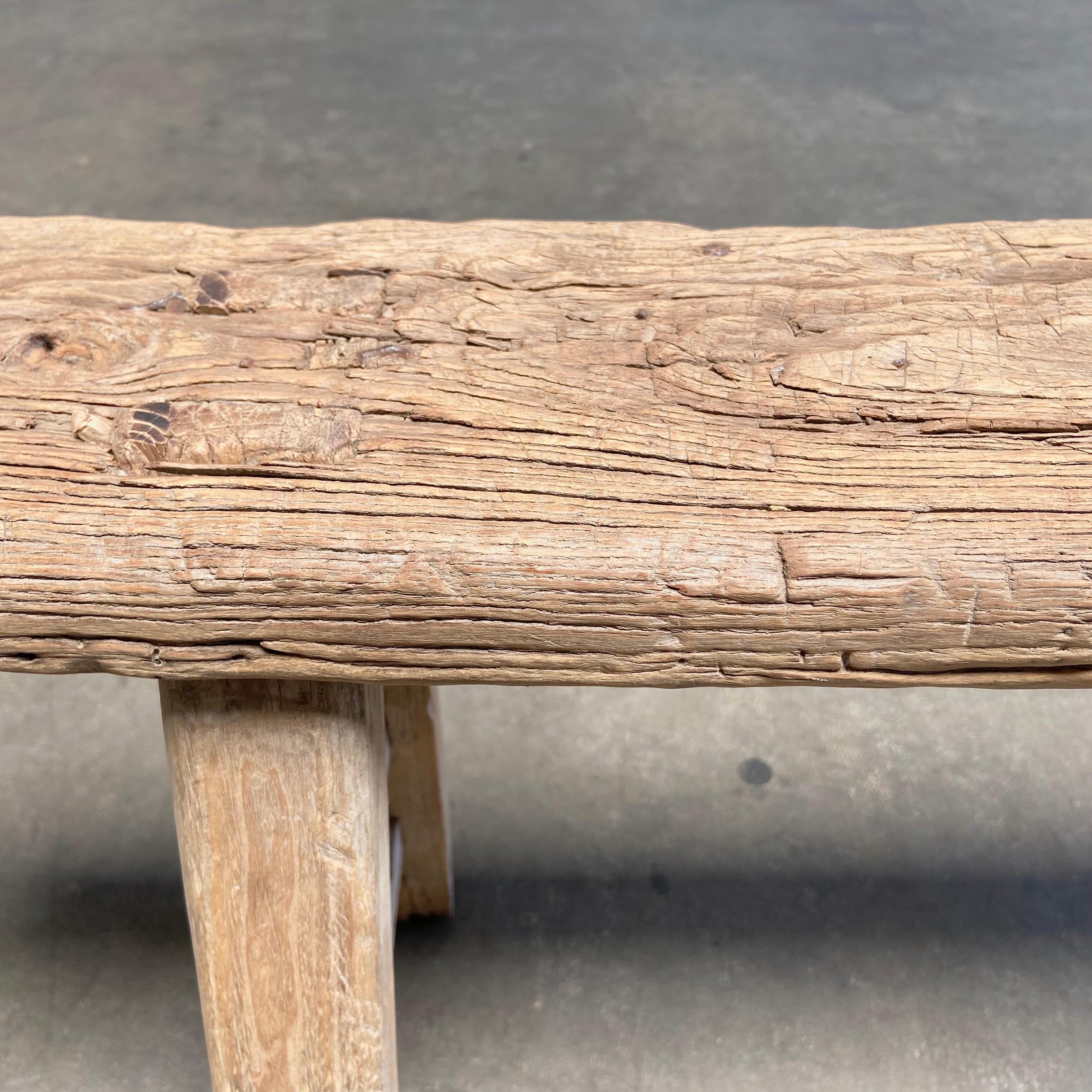 Vintage Elm Wood Skinny Bench 3
