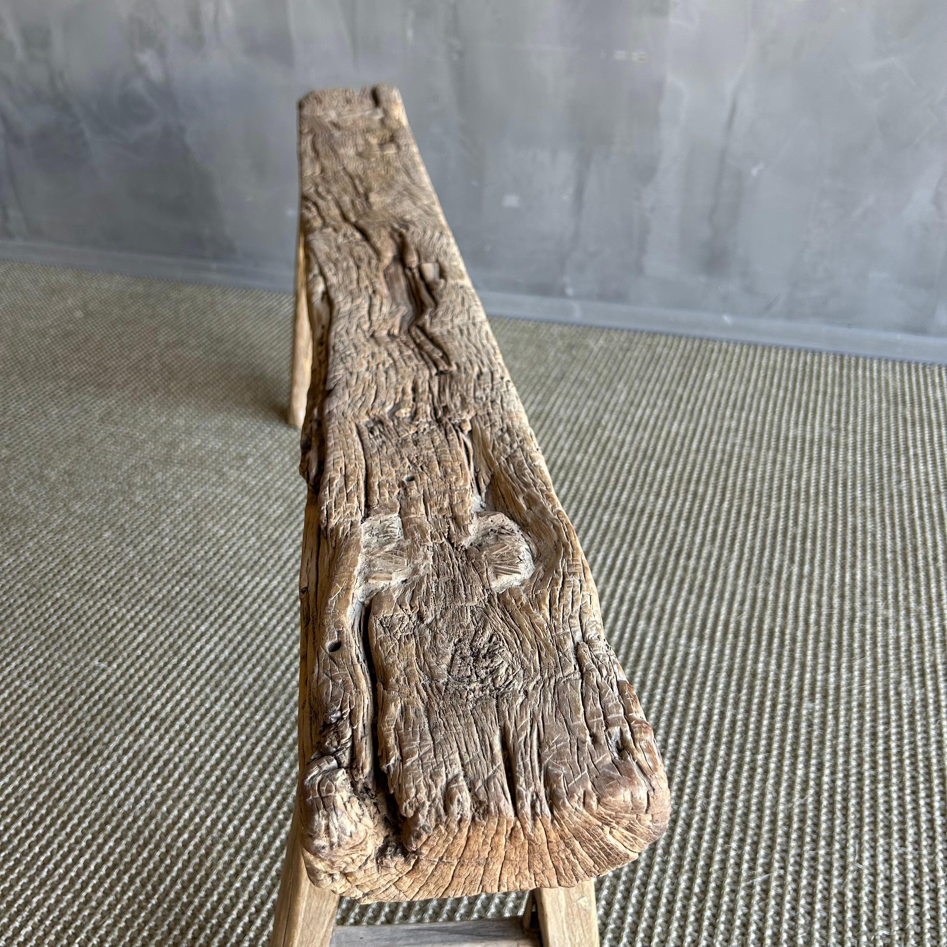 Vintage Elm Wood Skinny Bench 2