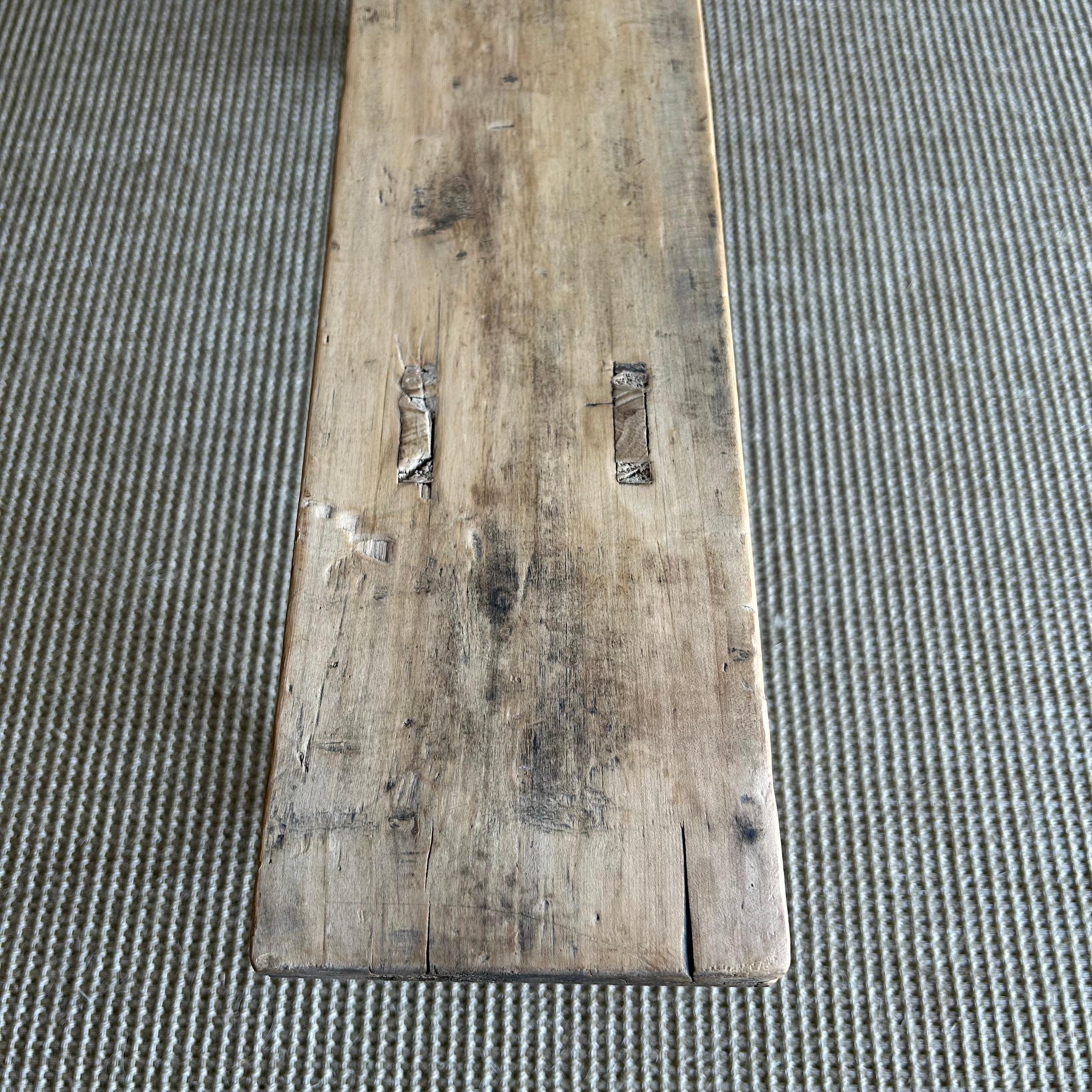 Vintage Elm Wood Skinny Bench 2