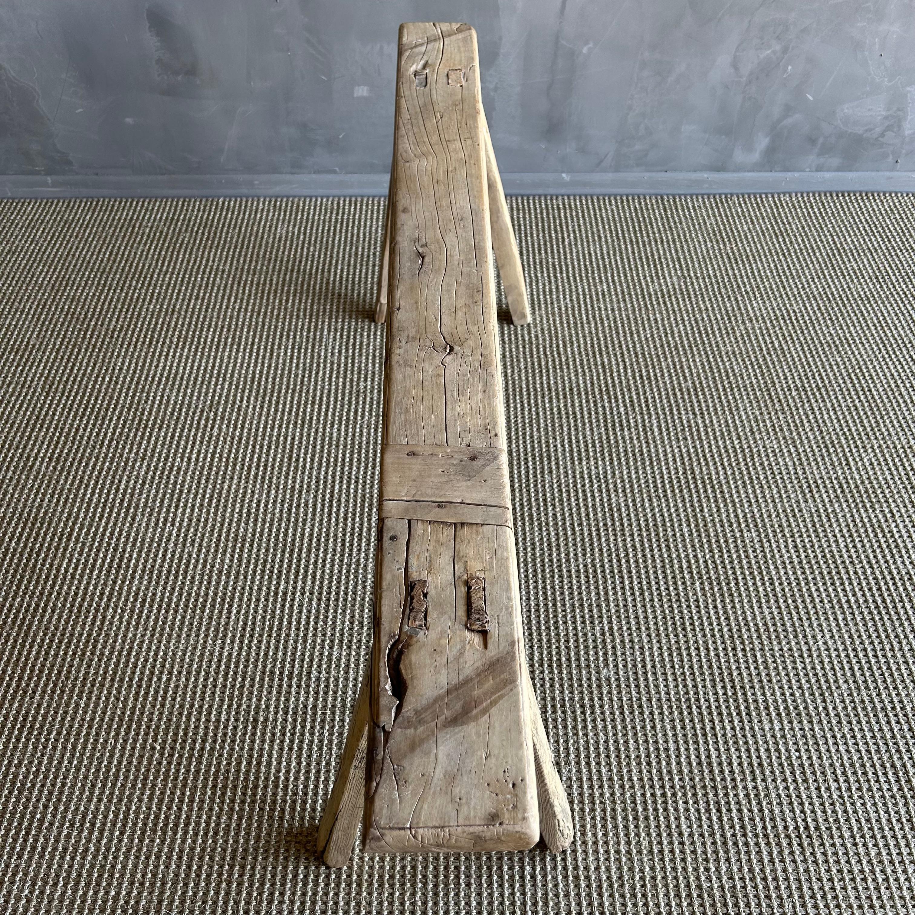 Vintage Elm Wood Skinny Bench 2