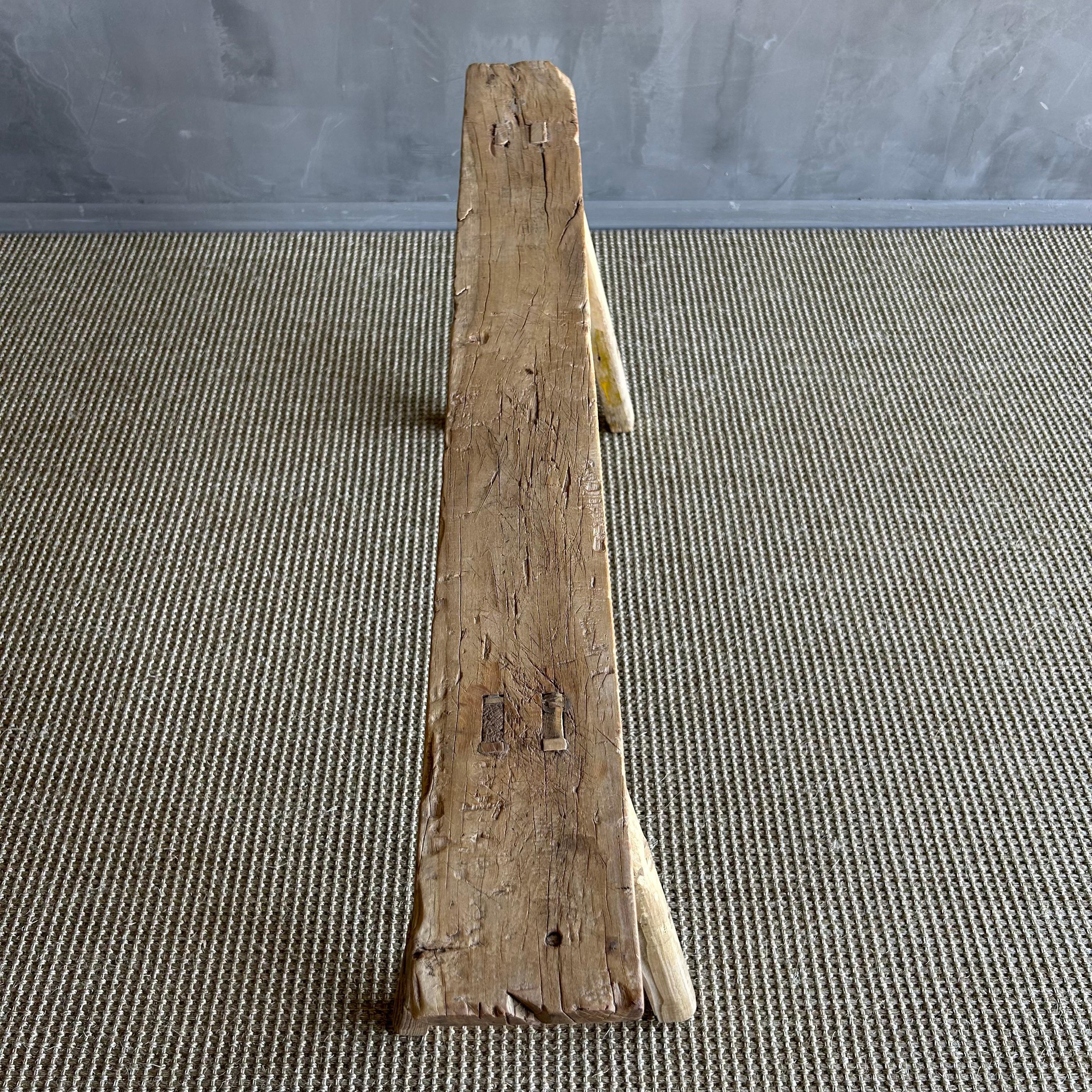 Vintage Elm Wood Skinny Bench 2