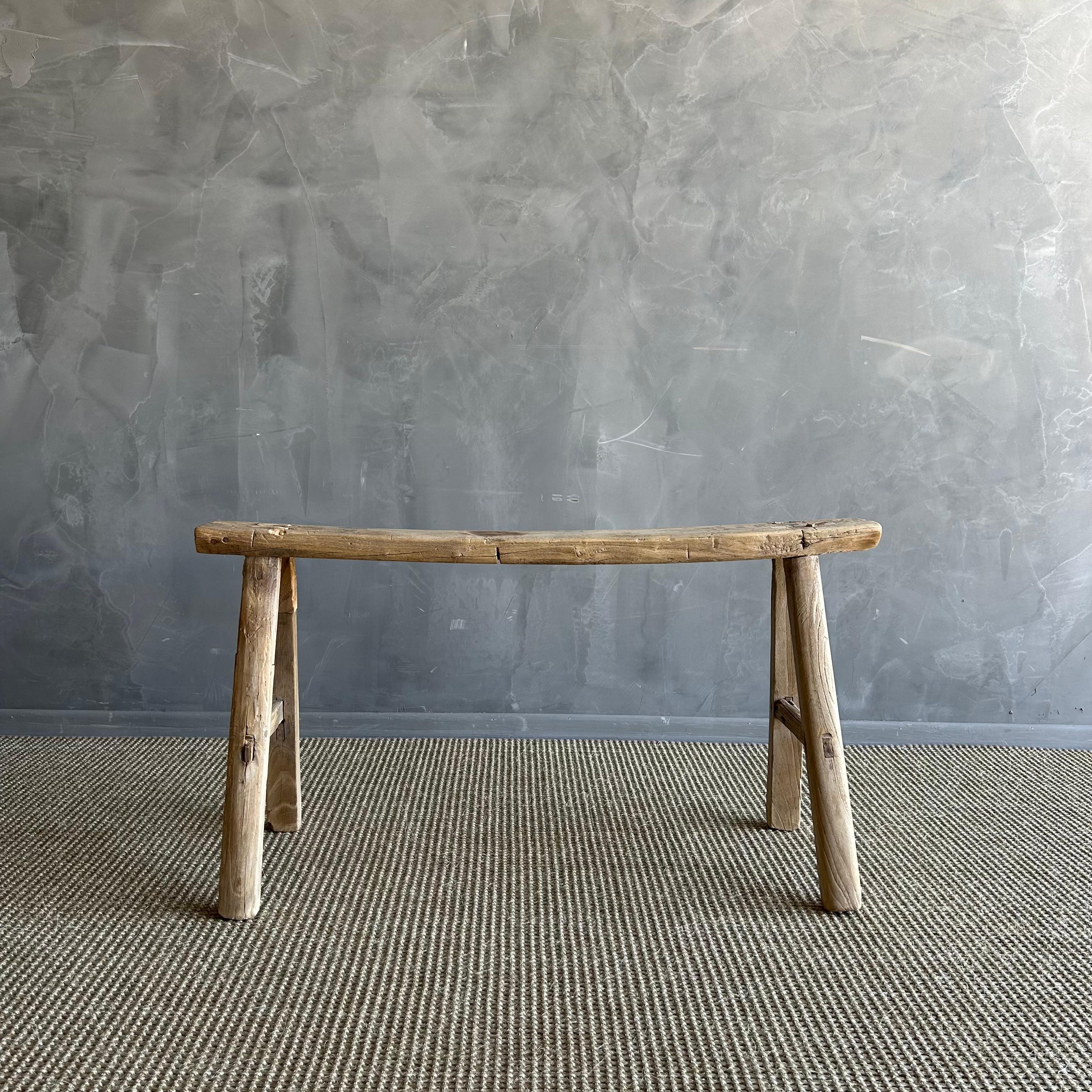 Vintage Elm Wood Skinny Bench 2