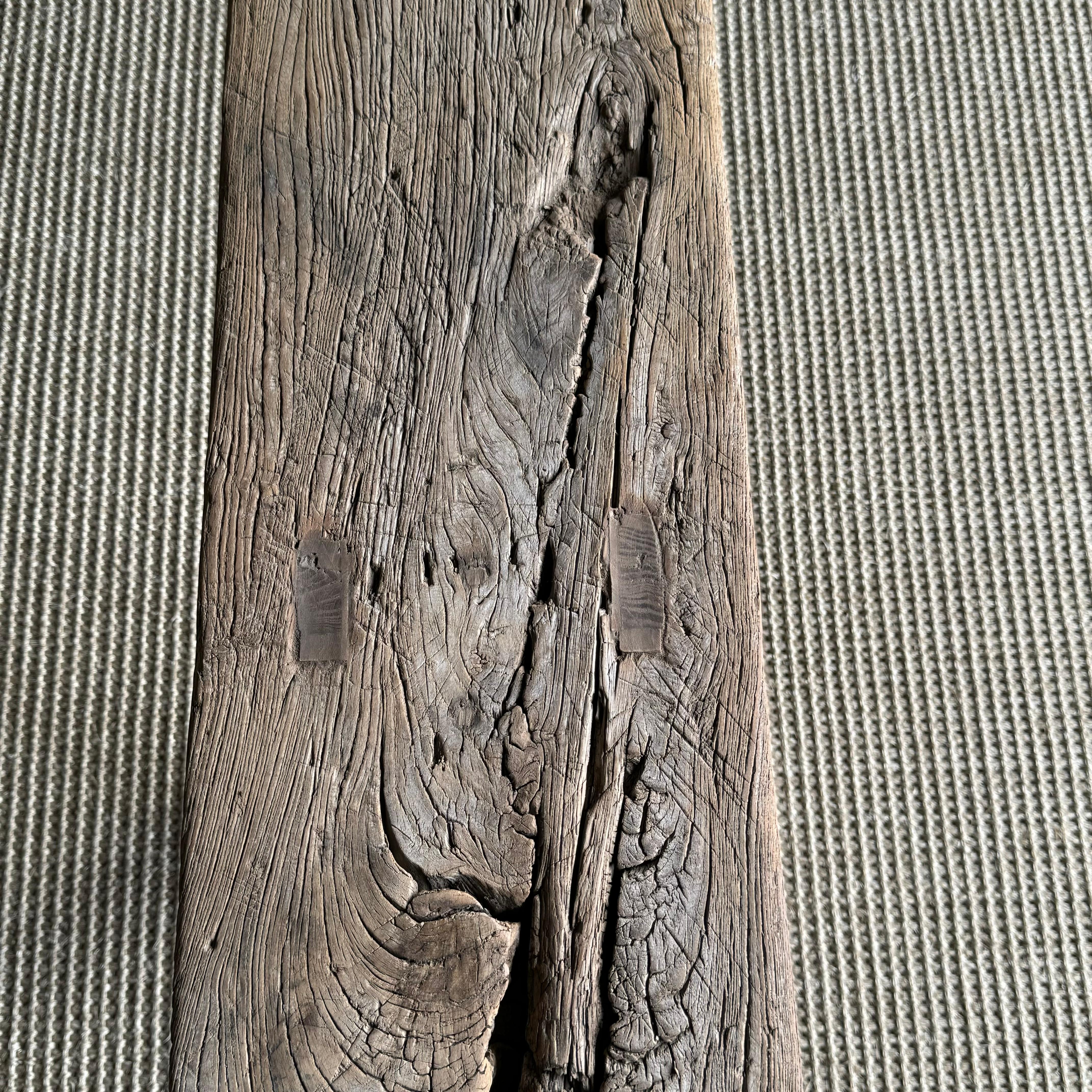 Vintage Elm Wood Skinny Bench 3
