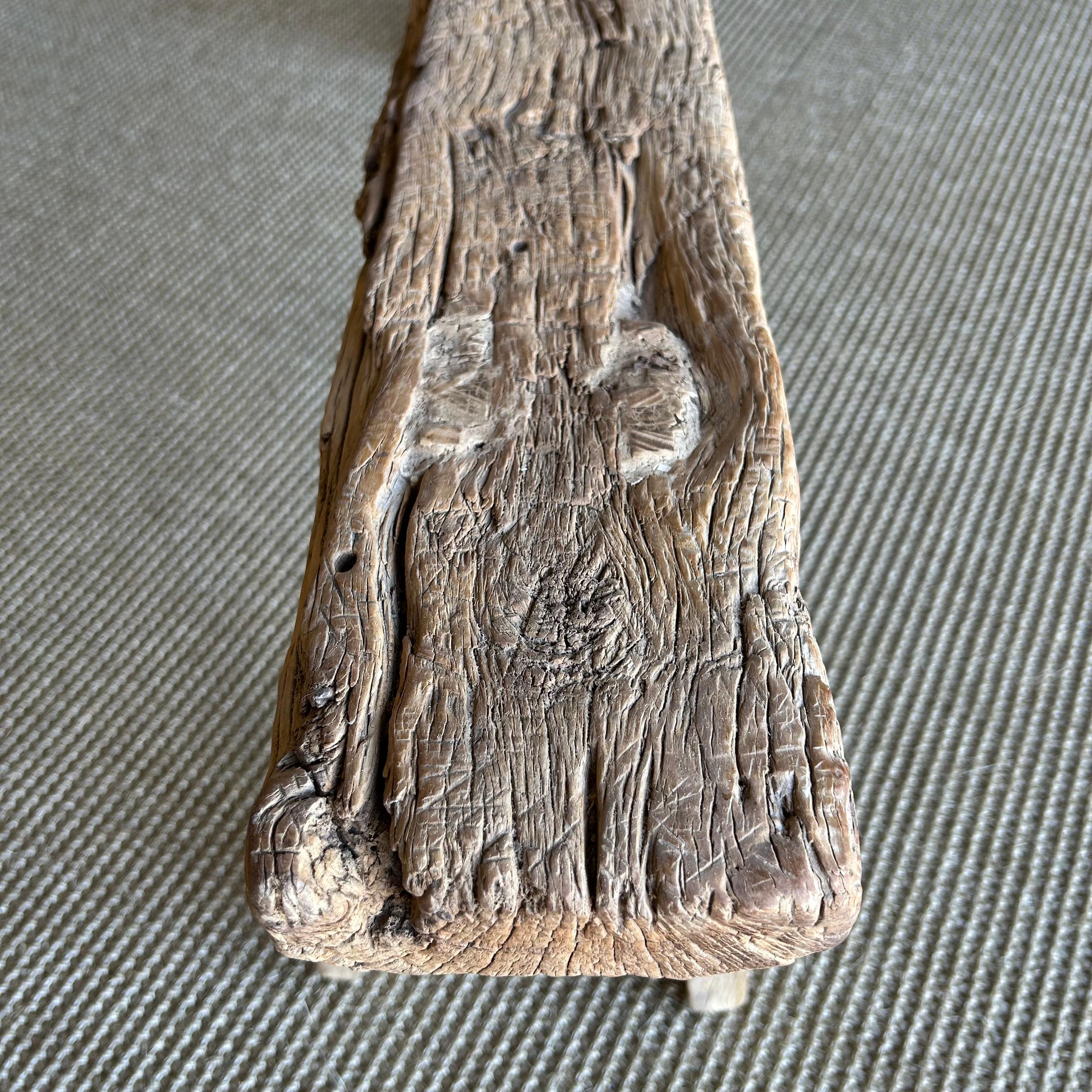 Vintage Elm Wood Skinny Bench 3