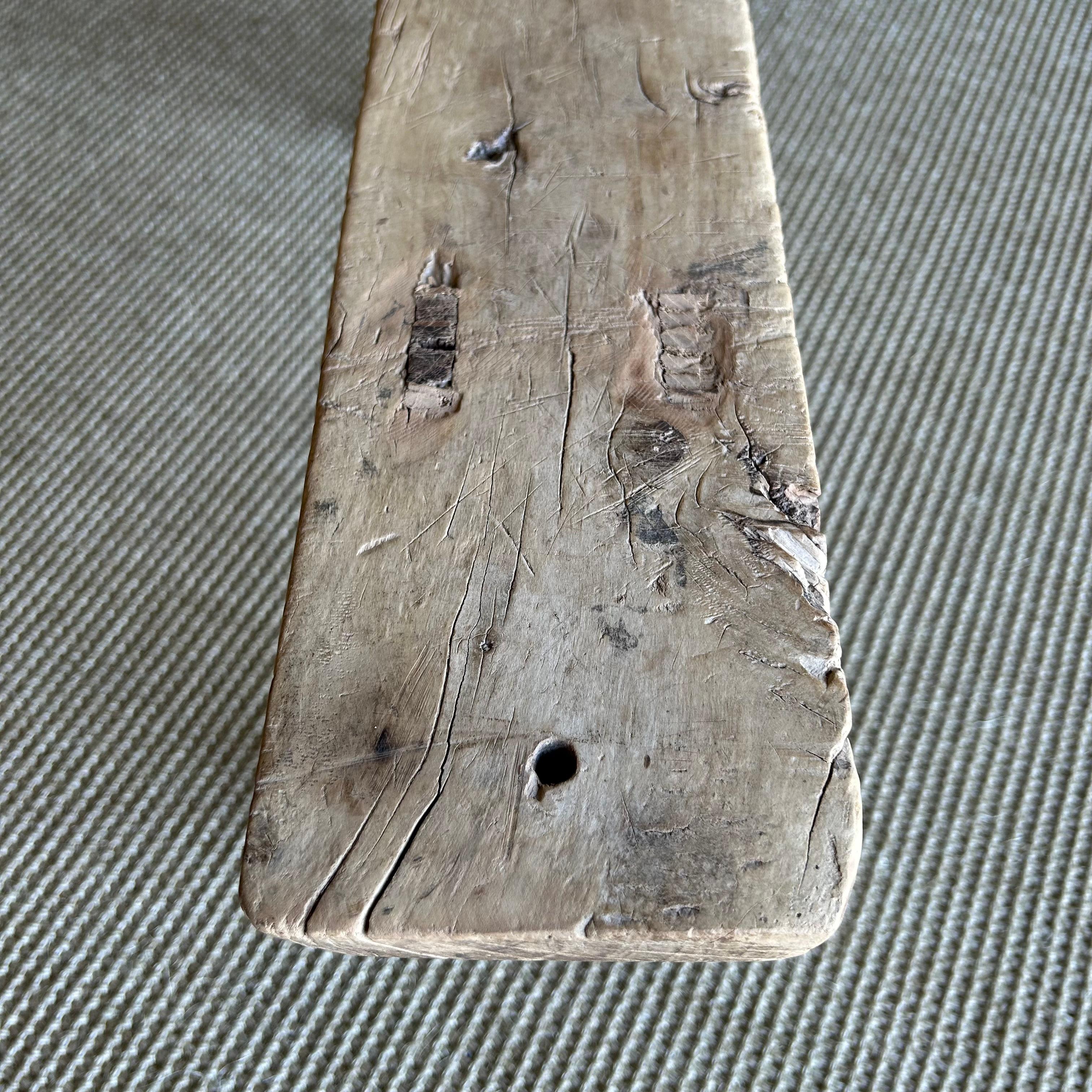Vintage Elm Wood Skinny Bench 3
