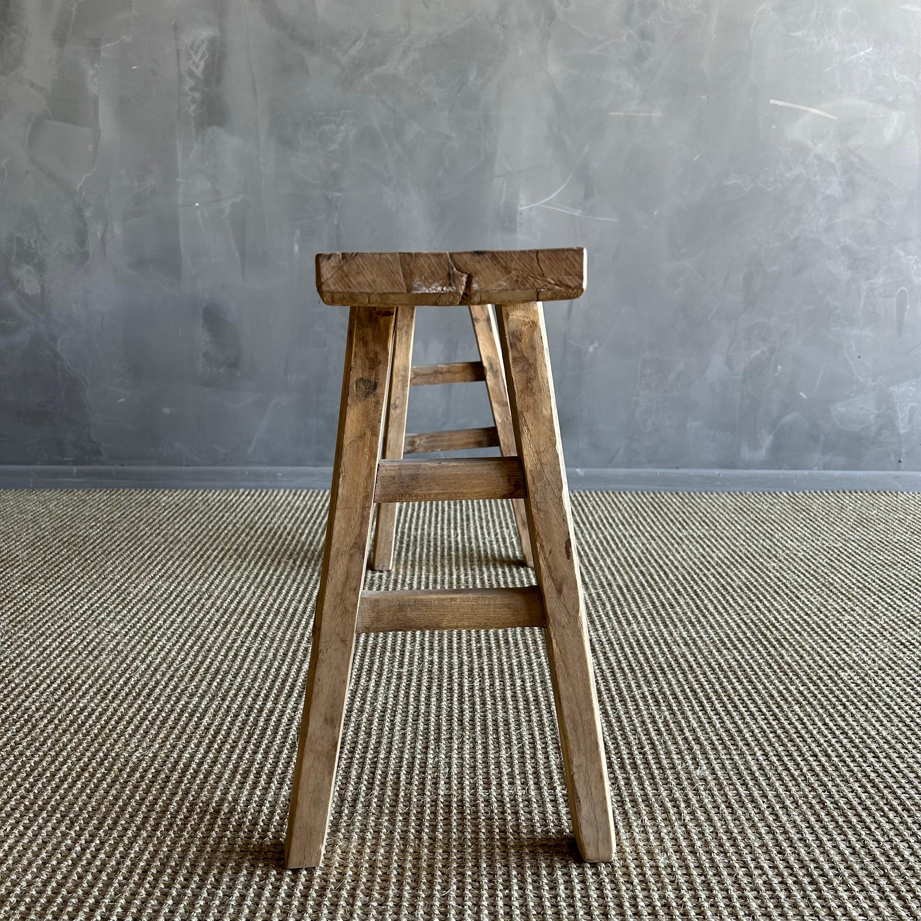 Vintage Elm Wood Skinny Bench 3