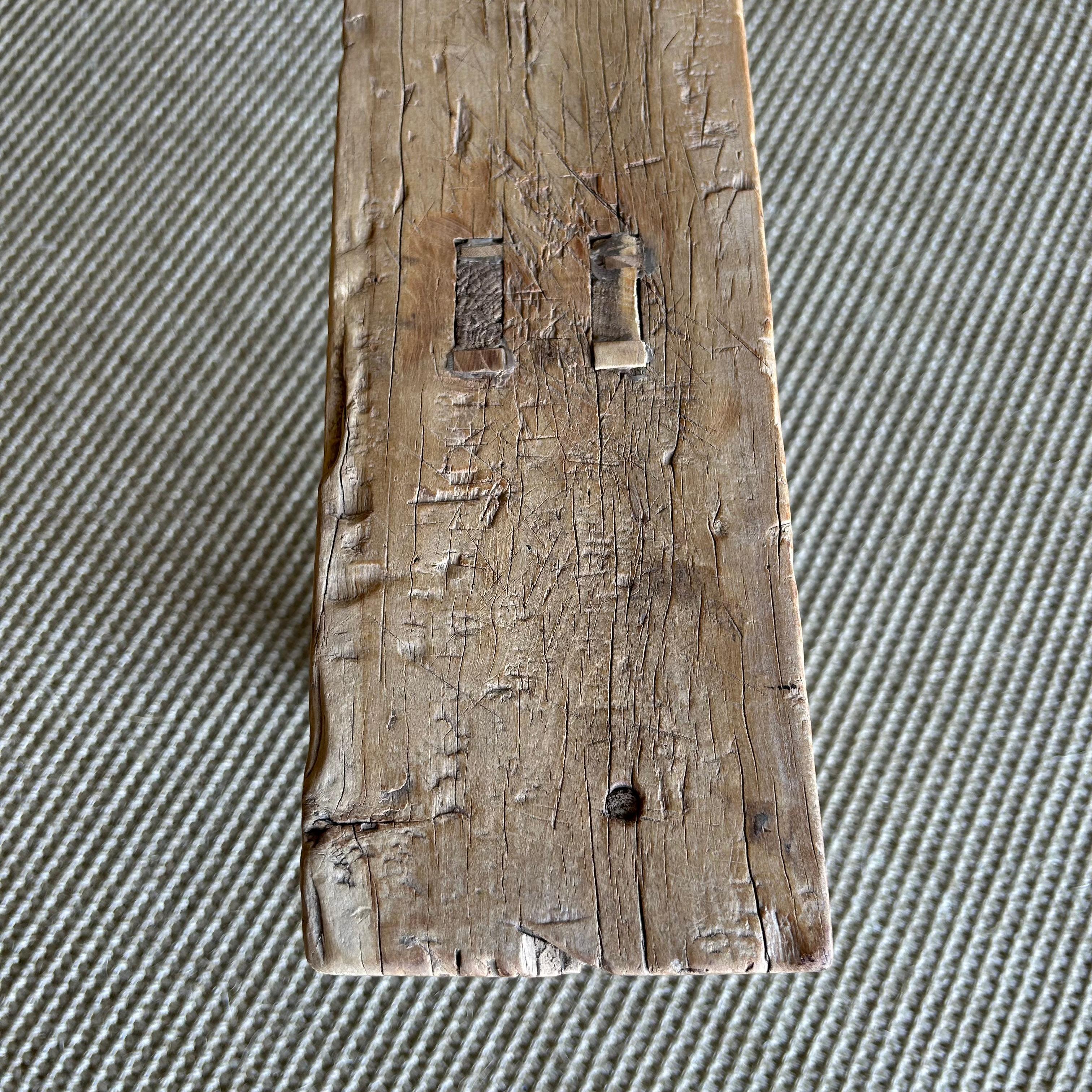 Vintage Elm Wood Skinny Bench 4