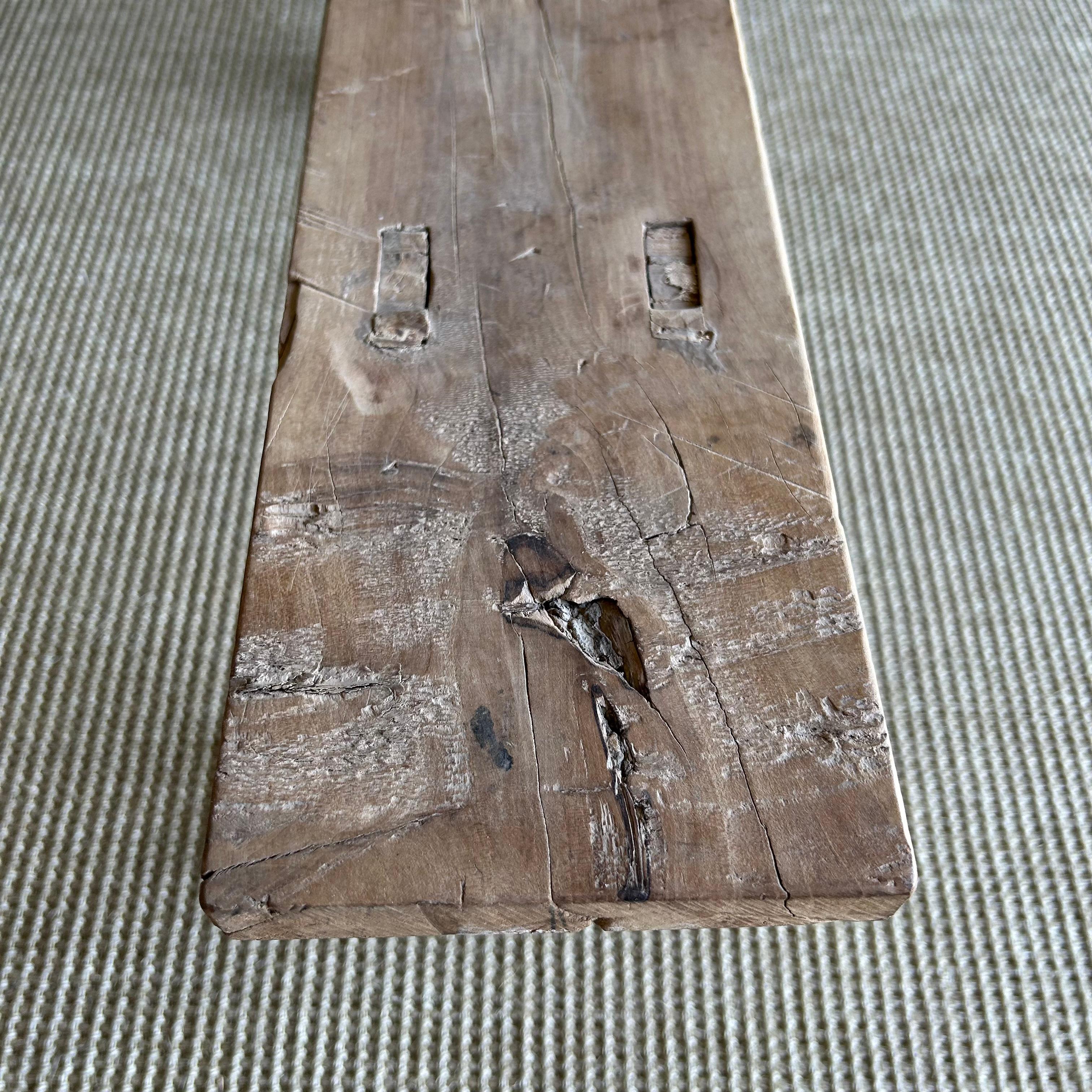 Vintage Elm Wood Skinny Bench 4