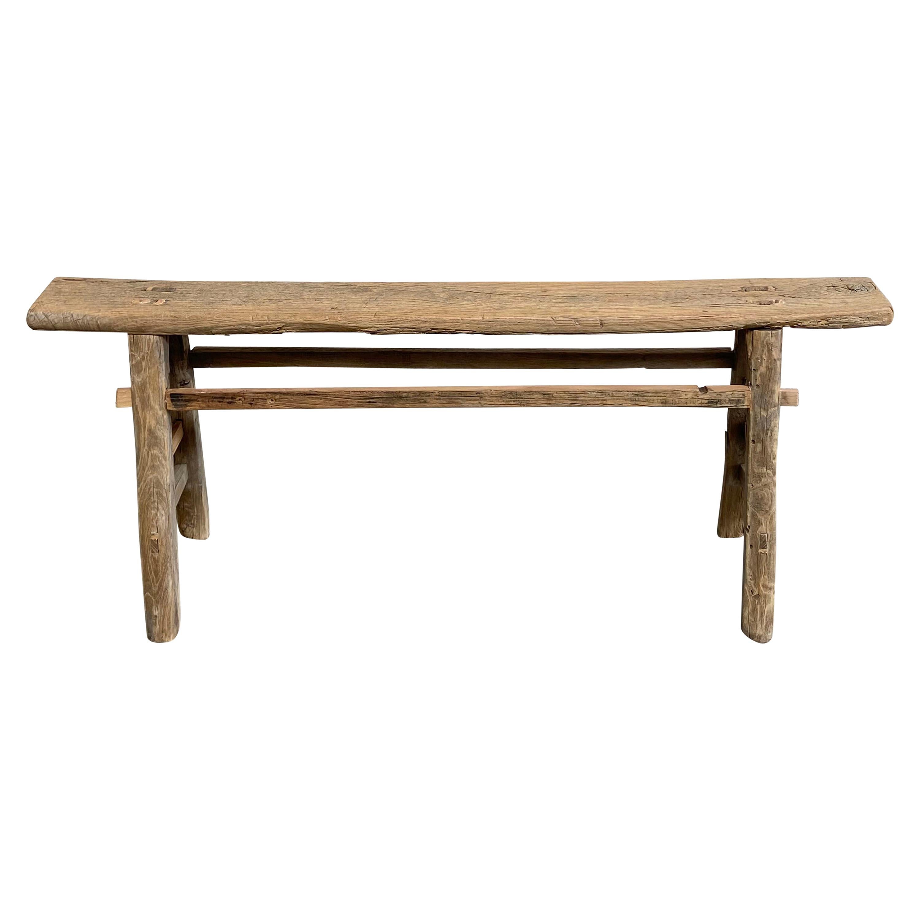 Antique Elm Wood Bench at 1stDibs