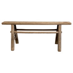 Vintage Elm Wood Skinny Bench