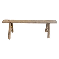 Vintage Elm Wood Skinny Bench