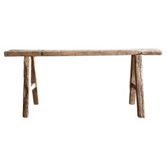 Vintage Elm Wood Skinny Bench