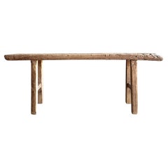 Vintage Elm Wood Skinny Bench