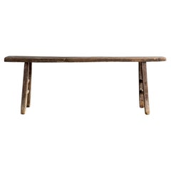 Vintage Elm Wood Skinny Bench