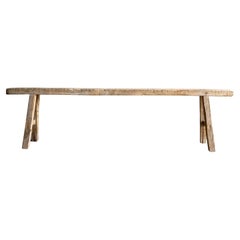 Vintage Elm Wood Skinny Bench