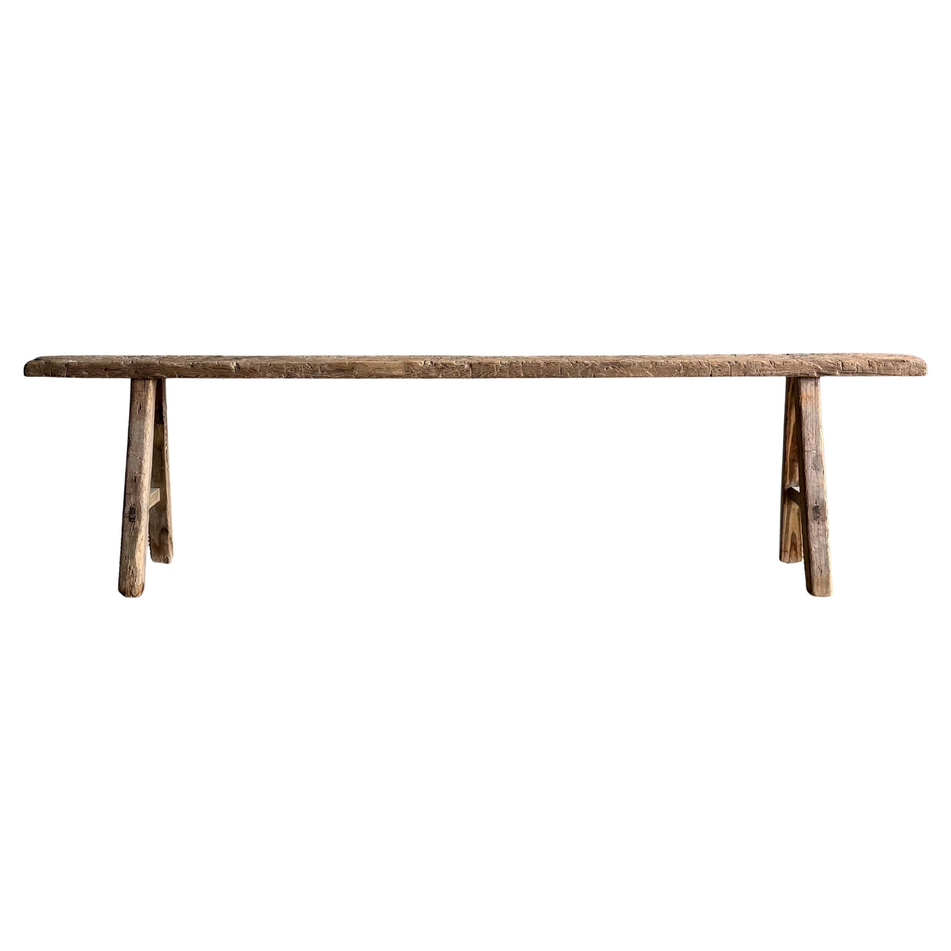 Vintage Elm Wood Skinny Bench