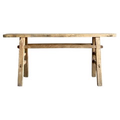 Vintage Elm Wood Skinny Bench
