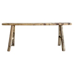 Vintage Elm Wood Skinny Bench