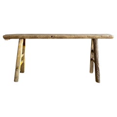 Vintage Elm Wood Skinny Bench