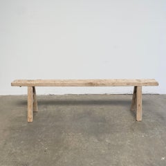 Vintage Ulme Holz Skinny Bank mit dicken oben