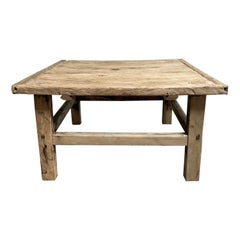 Vintage Elm Wood Square Coffee Table