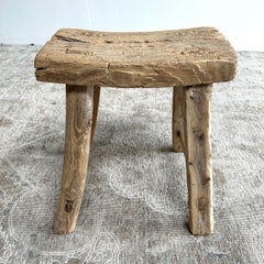 Sgabello vintage in legno di olmo