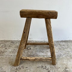 Sgabello vintage in legno di olmo