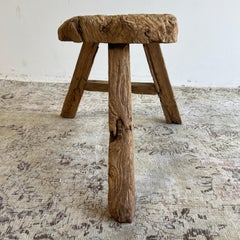 Sgabello vintage in legno di olmo