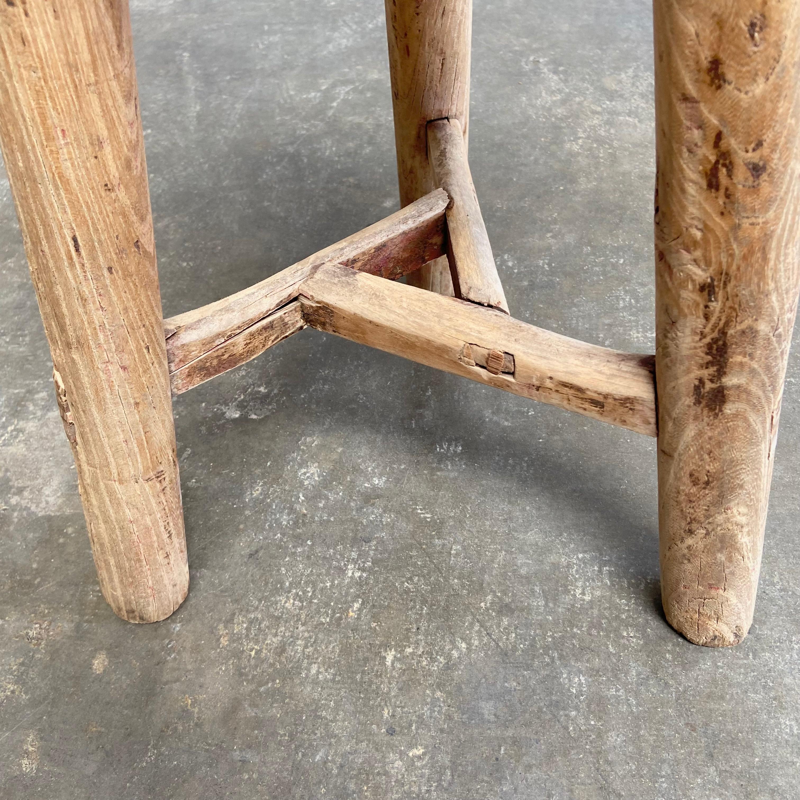 Vintage Elm Wood Stool 1