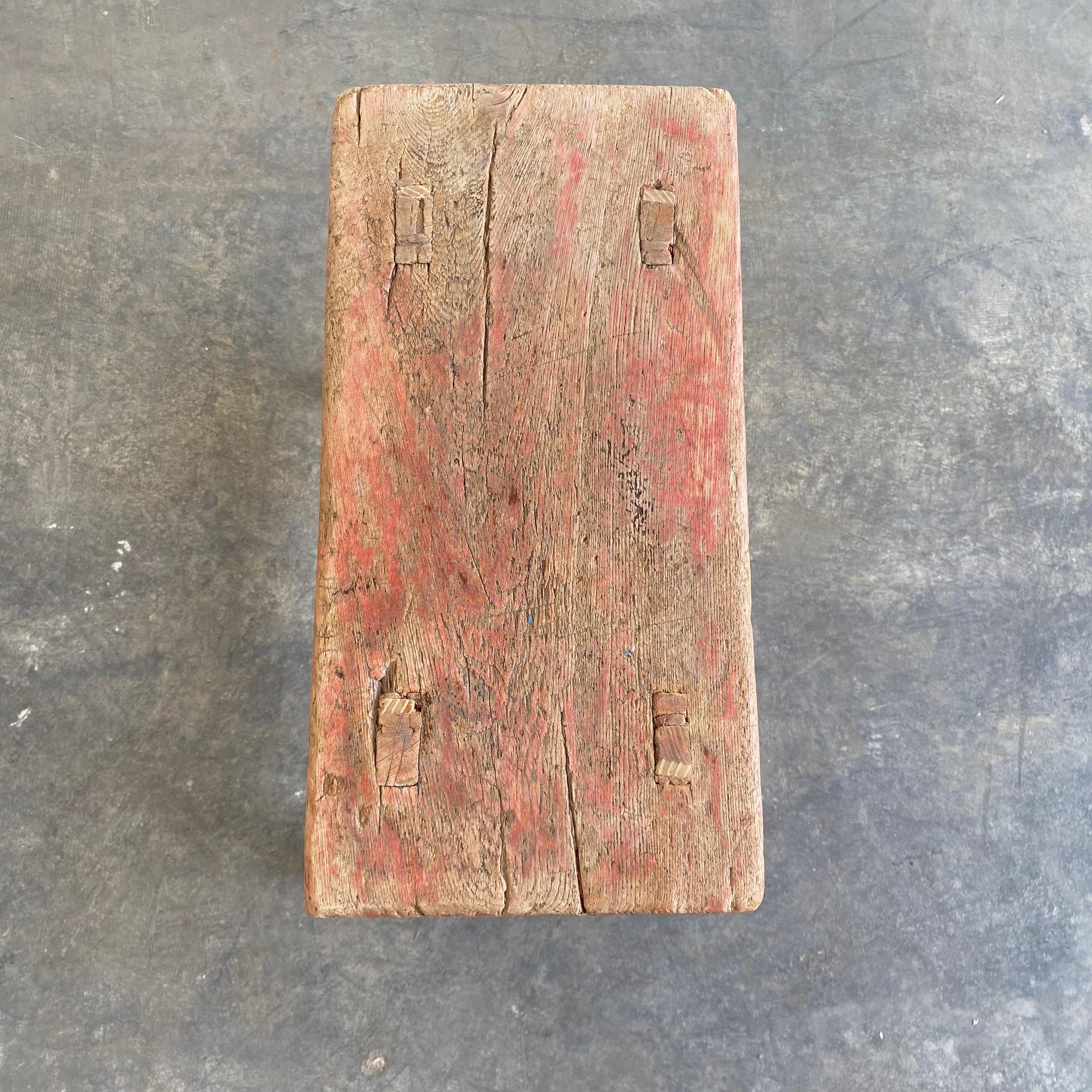 Vintage Elm Wood Stool For Sale 2