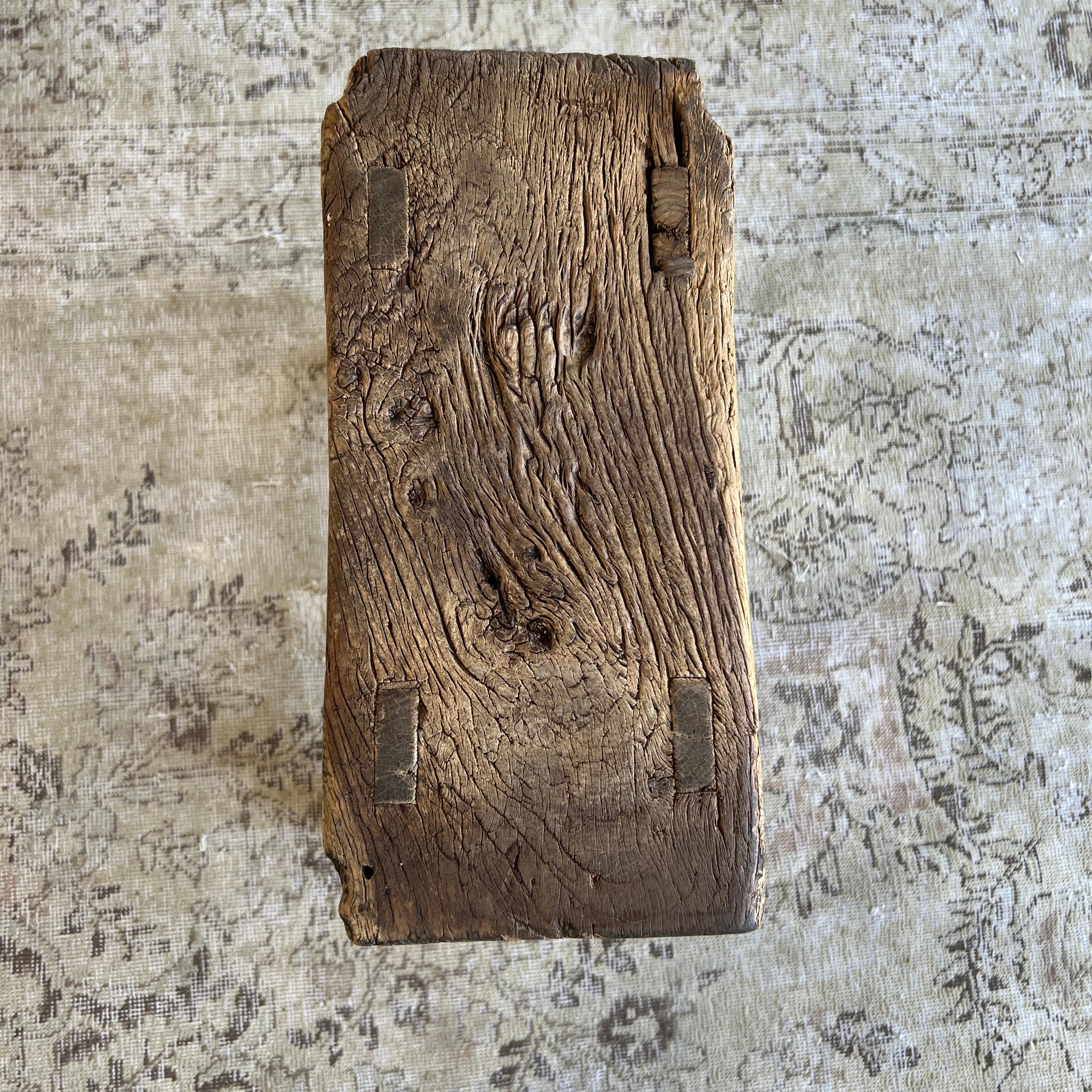 Vintage Elm Wood Stool For Sale 3