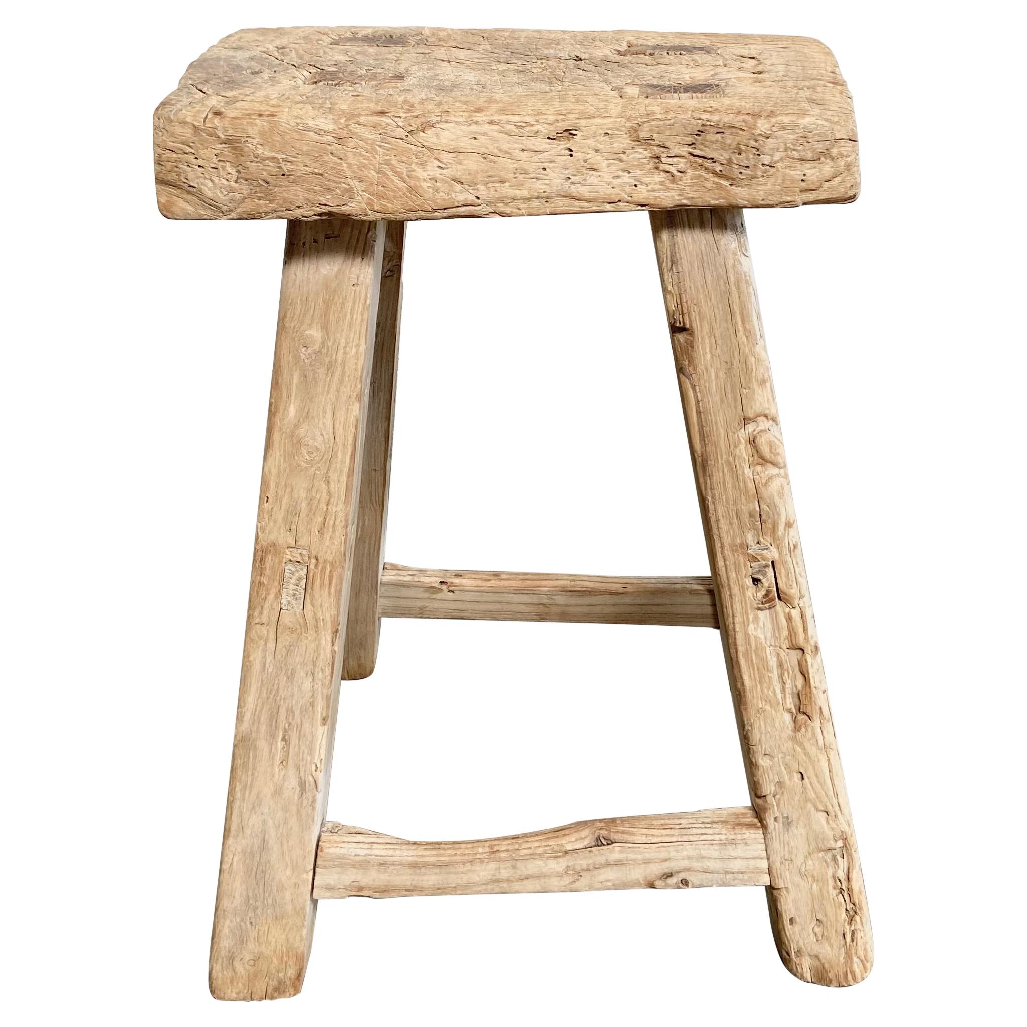 Vintage Elm Wood Stool