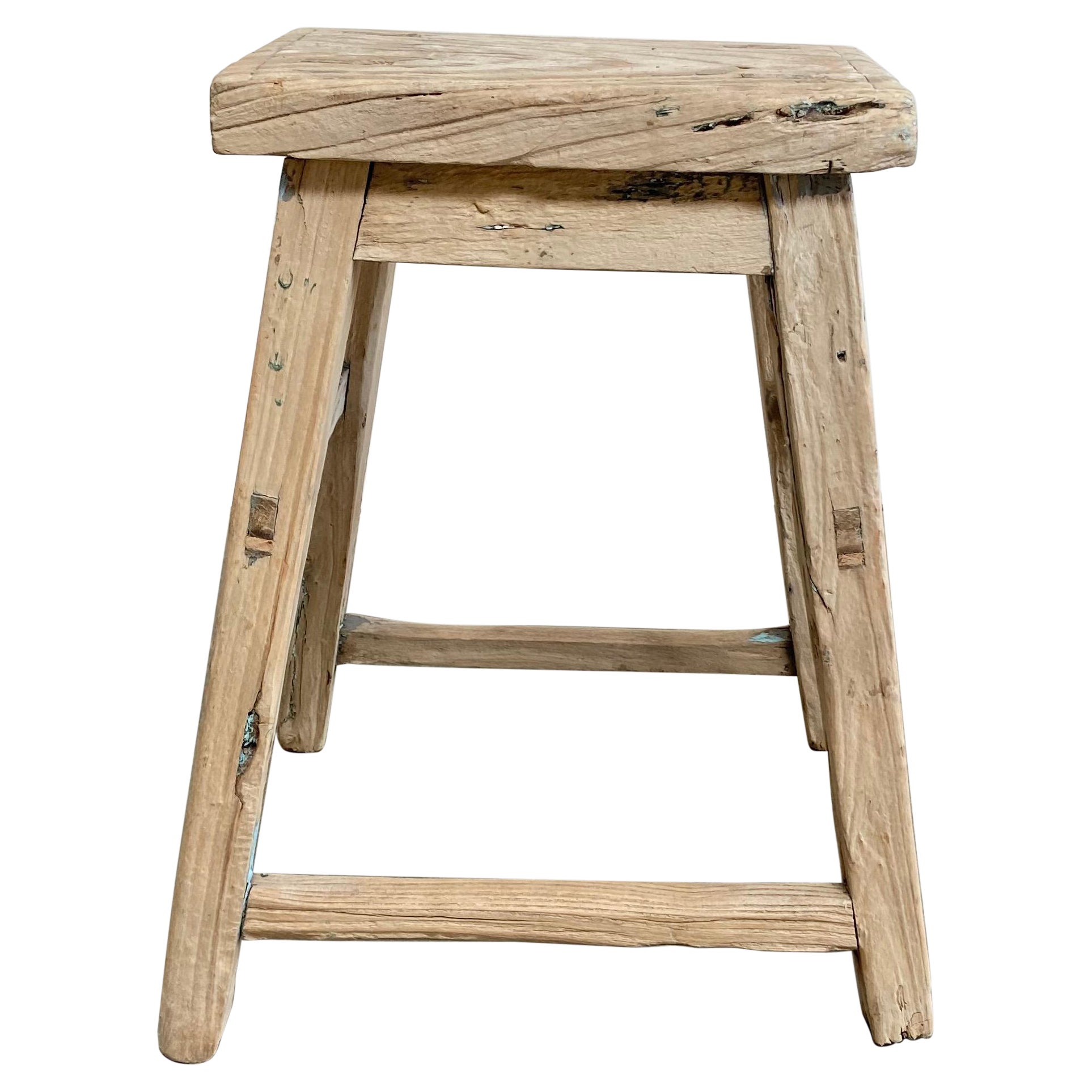 Sgabello vintage in legno di olmo