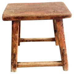 Sgabello vintage in legno di olmo