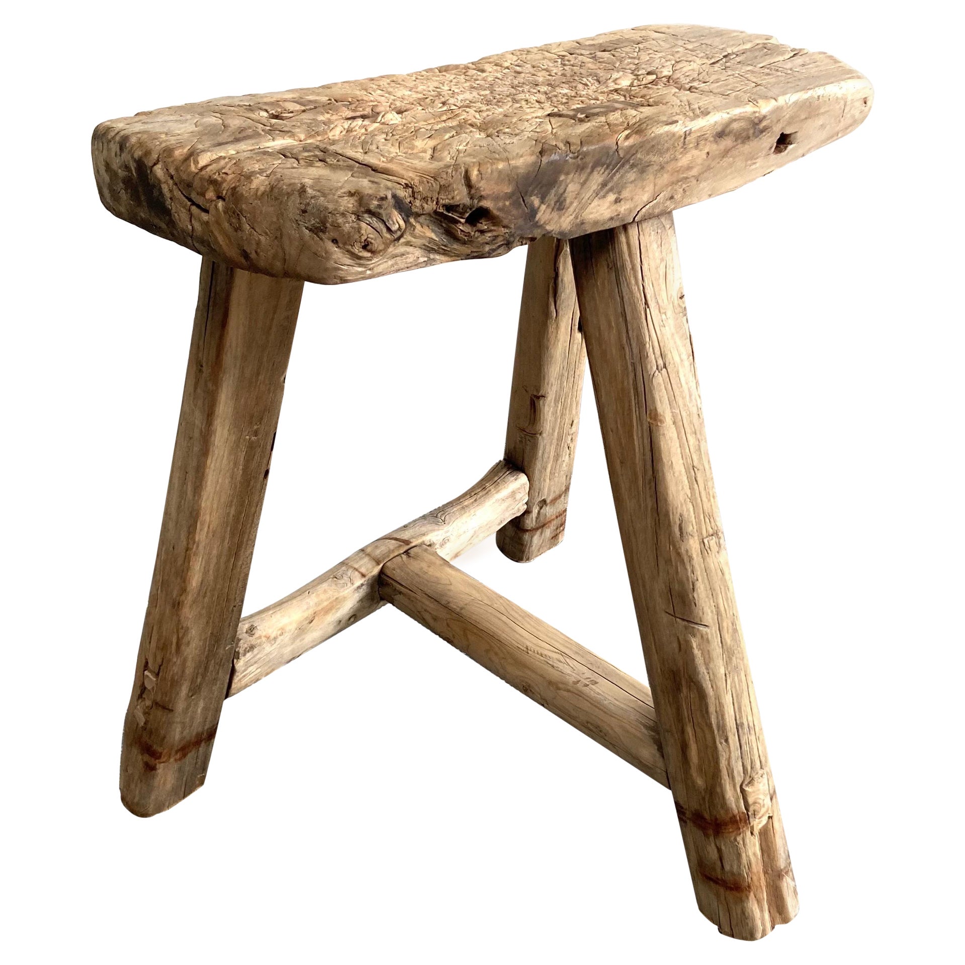 Vintage Elm Wood Stool