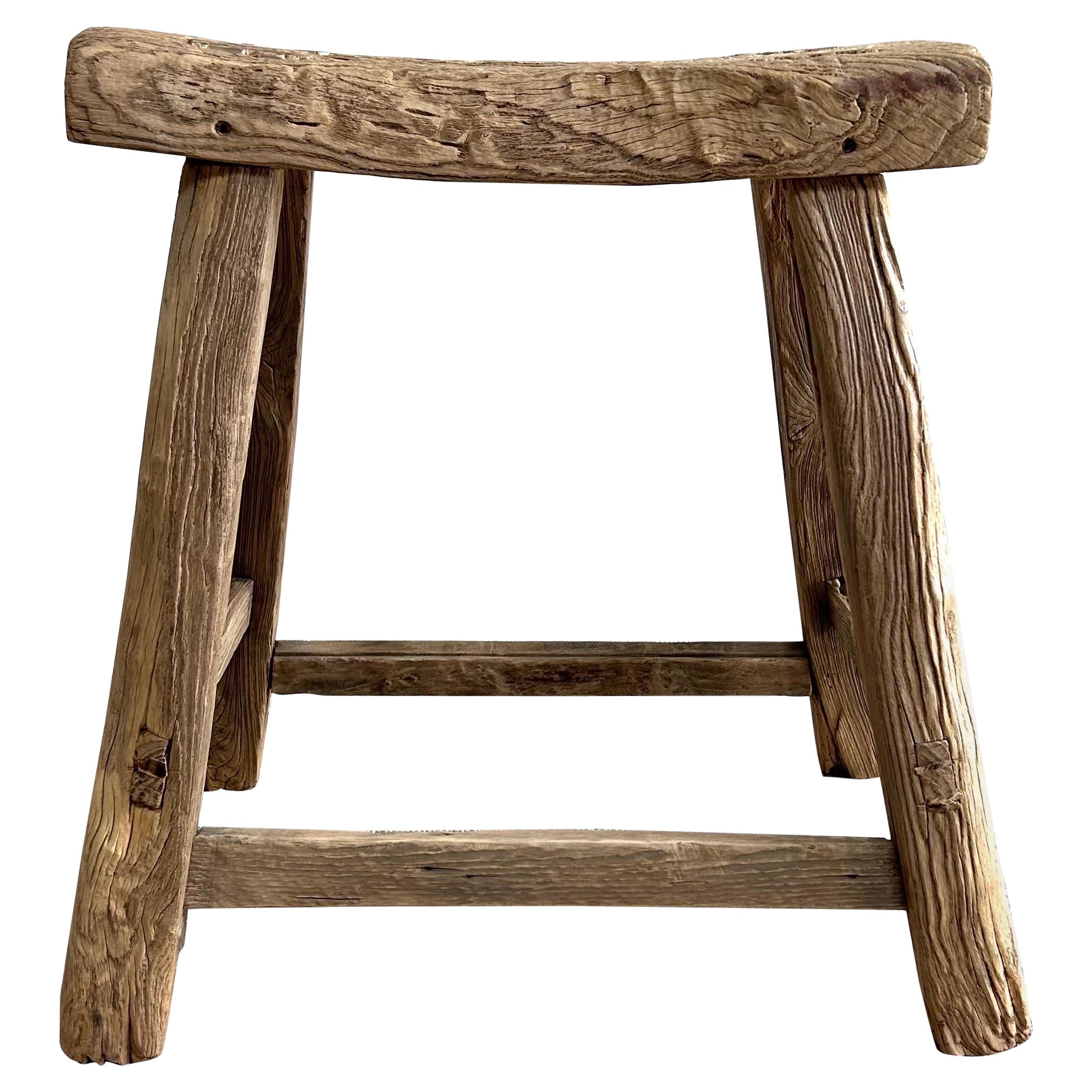 Vintage Elm Wood Stool