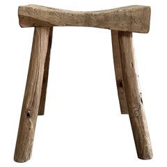 Vintage Elm Wood Stool
