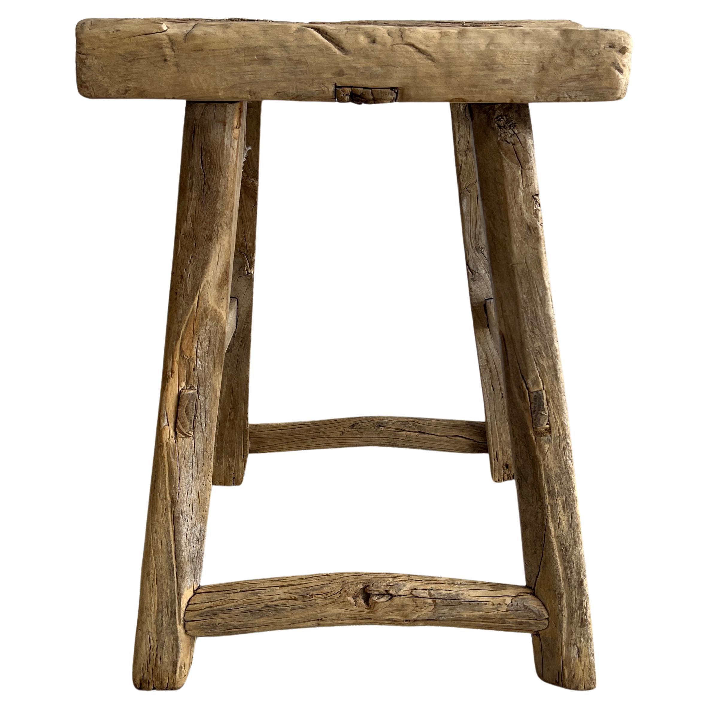 Vintage Elm Wood Stool