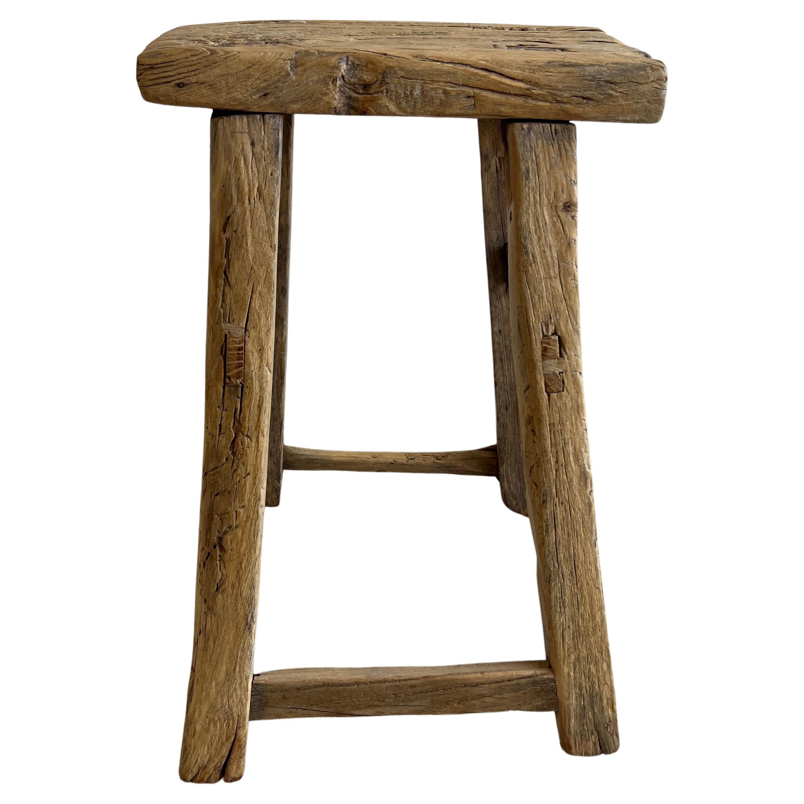 Vintage Elm Wood Stool