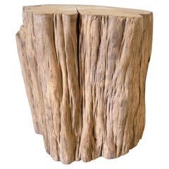Vintage Elm Wood Stump Side Table #61626B