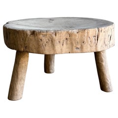 Vintage Elm Wood Wabi Sabi Slice Stool or Side Table