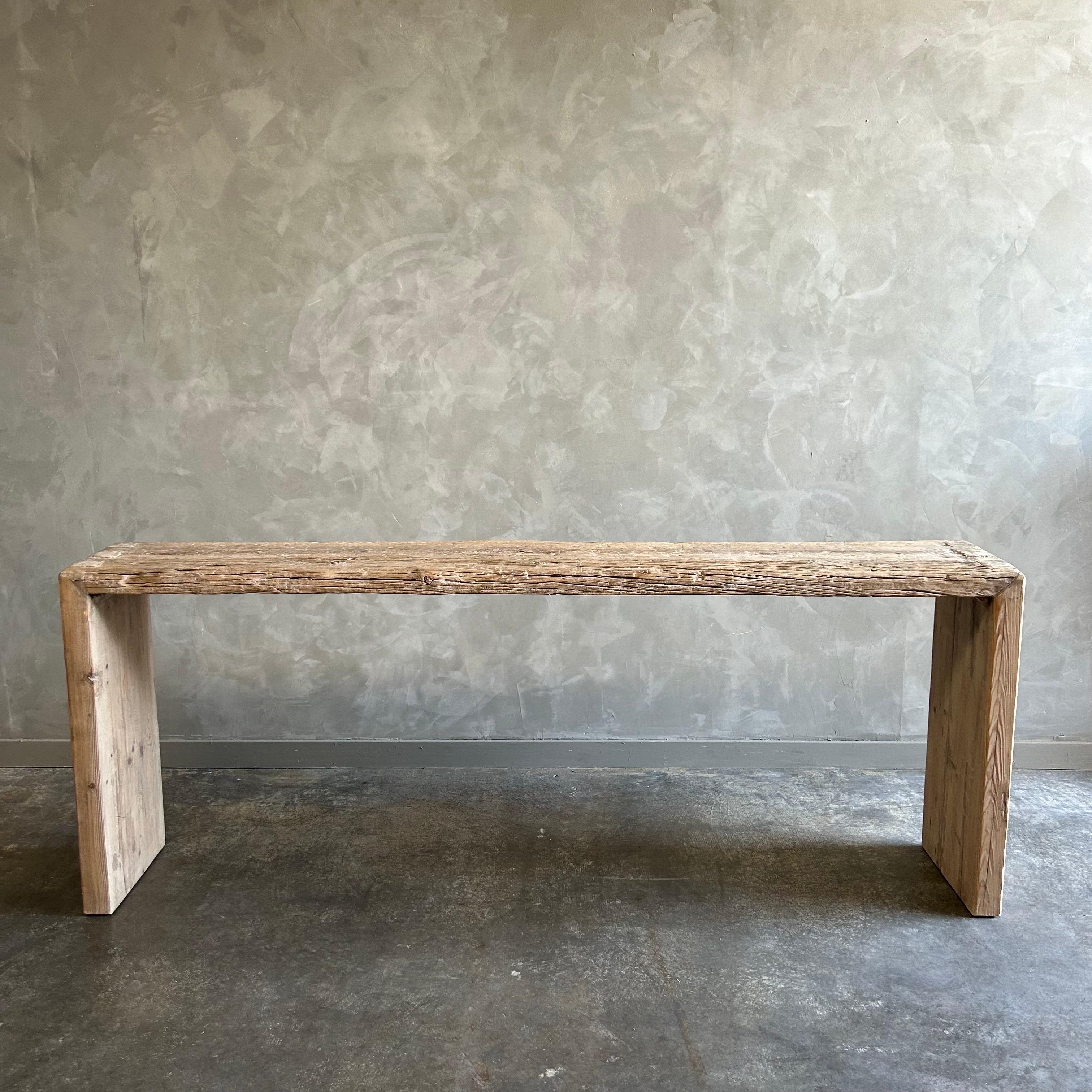 Modena Vintage Console
These old elm timbers show in its most primal, natural form. The artisanal construction methods highlight the elm woods beautiful grain pattern & knots and fissures from its past life. The most authentic materials are hand