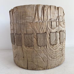 Vintage Elm Wood Wheel Decorative Accent for Bookcase or Table