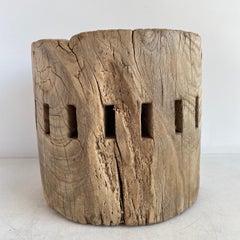 Vintage Elm Wood Wheel Decorative Accent for Bookcase or Table