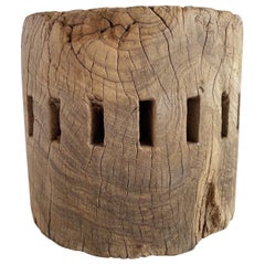Vintage Elm Wood Wheel Decorative Accent for Bookcase or Table