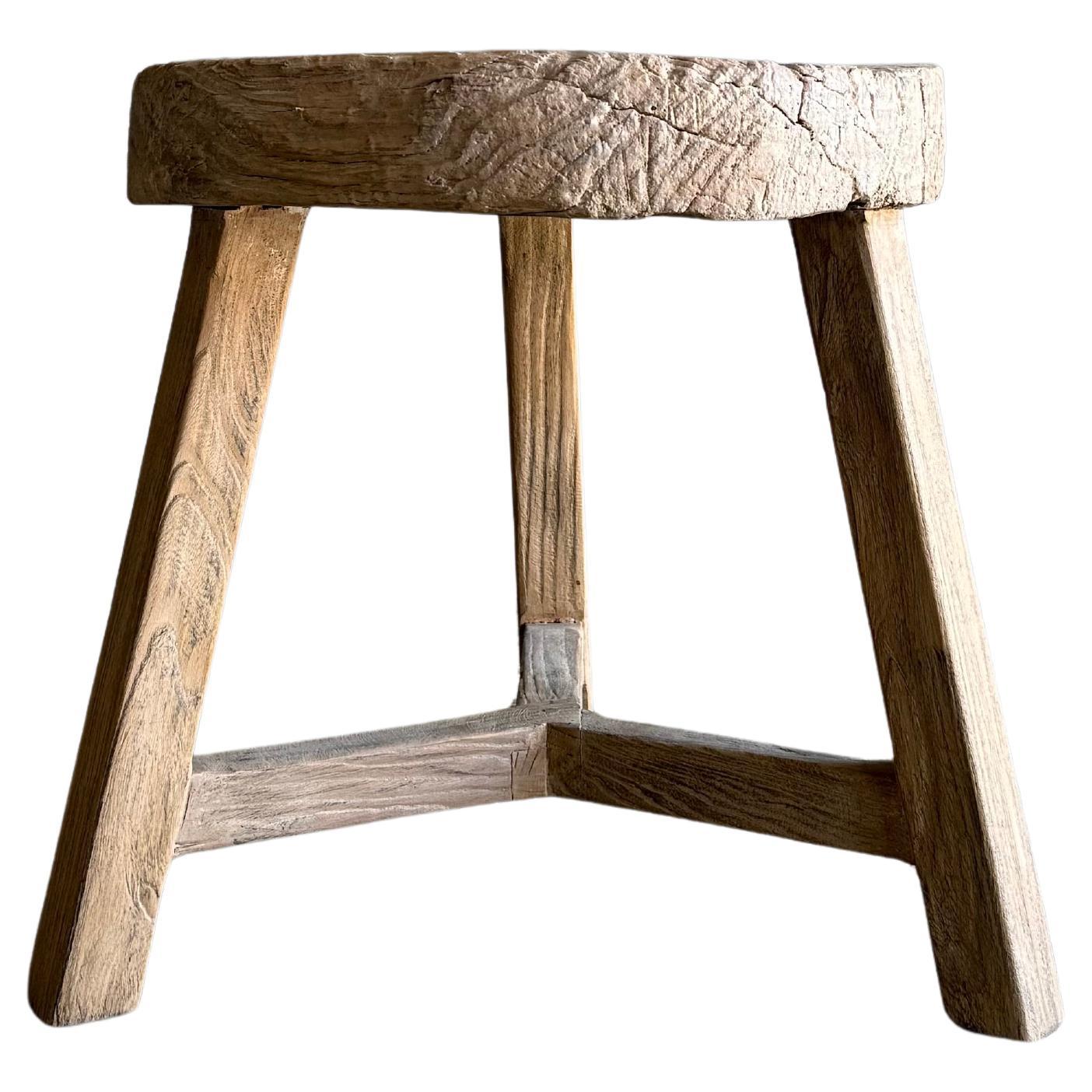 Mesa auxiliar vintage con ruedas de madera de olmo #A53 en venta
