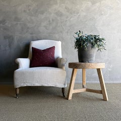 Vintage Elm Wood Wheel Side Table #F75