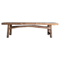 Vintage Elm Wood Wide Seat Bench 80"