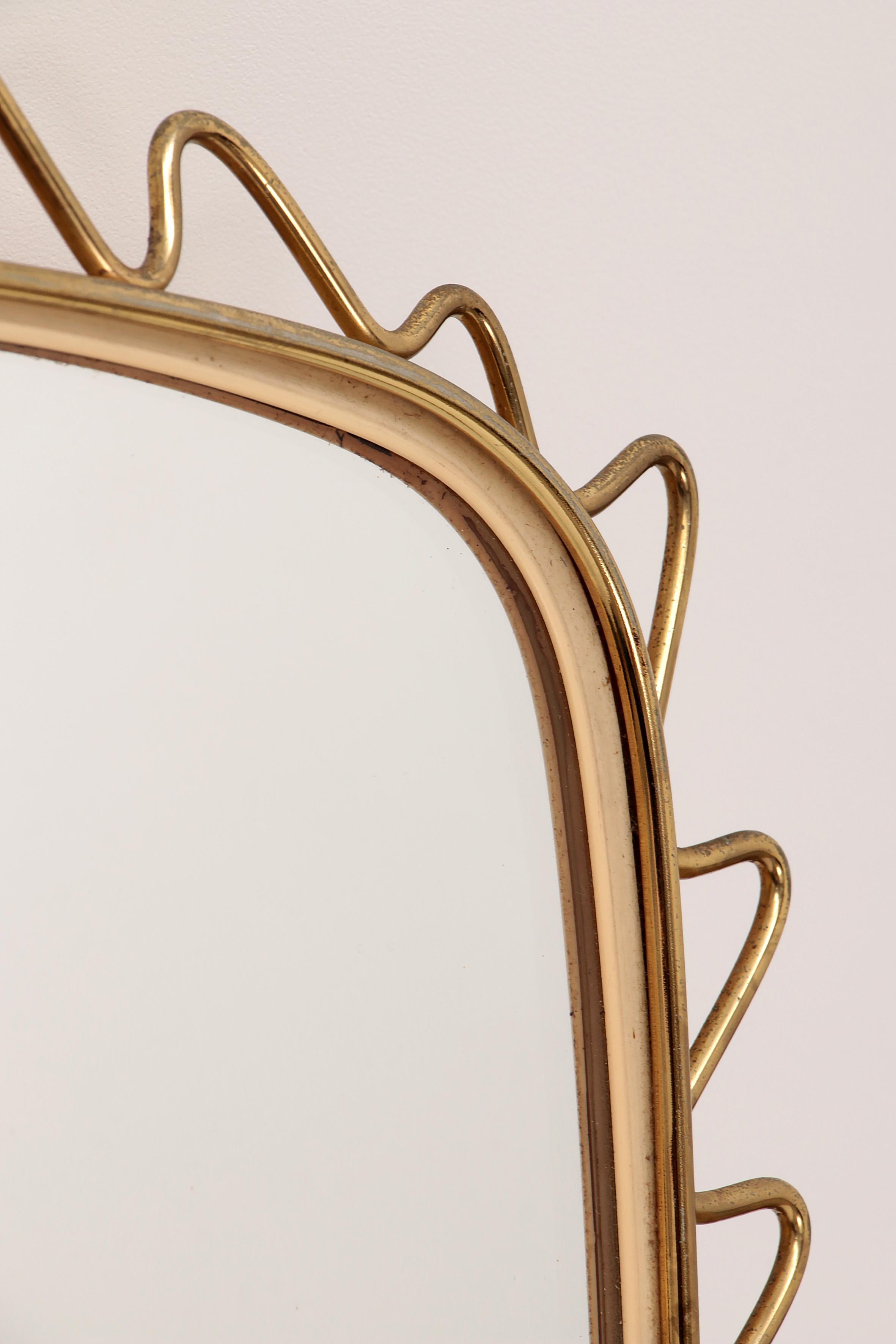 Vintage Elongated Mirror with Ornate Brass Edge, 1960s 3