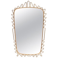 Used Elongated Mirror with Ornate Brass Edge, 1960s